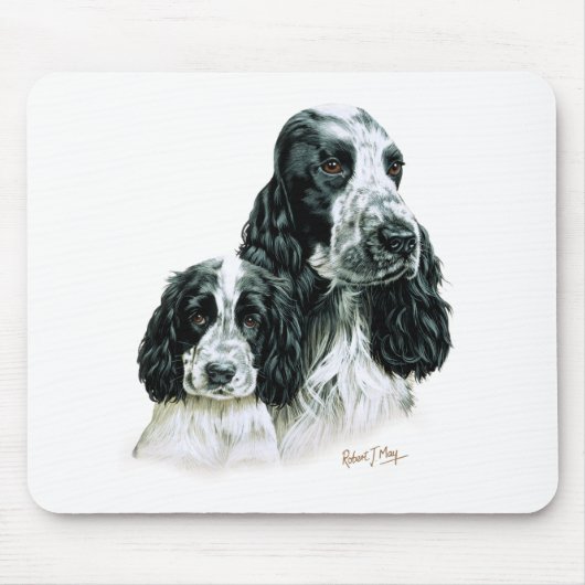 Cocker spaniel u. Welpe Mousepad (Vorne)