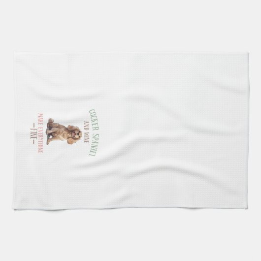 Cocker Spaniel und Wein Geschirrtuch (Horizontal)