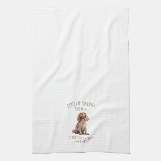Cocker Spaniel und Wein Geschirrtuch (Vertikal)