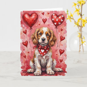 Cocker Spaniel Valentinstag Hund mit Herzen Rot Karte