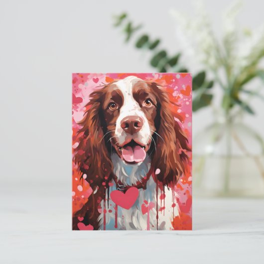 Cocker Spaniel Valentinstag Postkarte (Stehend Vorderseite)