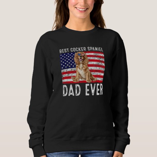 Cocker Spaniel Vater Usa American Flag Cocker Span Sweatshirt (Vorderseite)