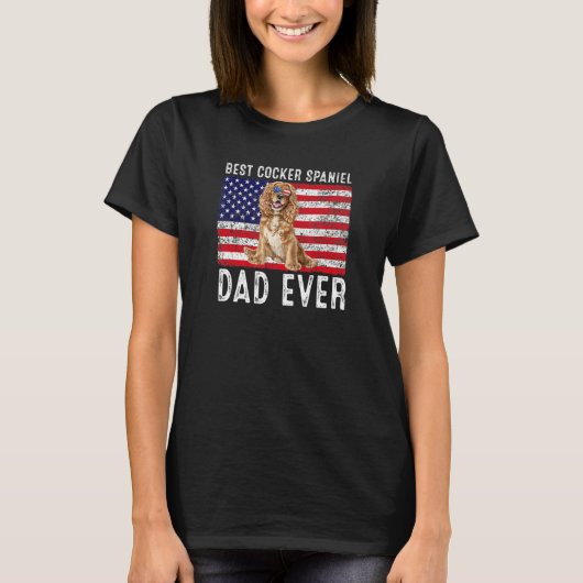 Cocker Spaniel Vater Usa American Flag Cocker Span T-Shirt (Vorderseite)