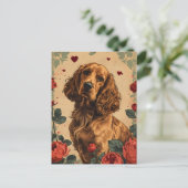Cocker Spaniel Vintag Valentinstag Postkarte (Stehend Vorderseite)