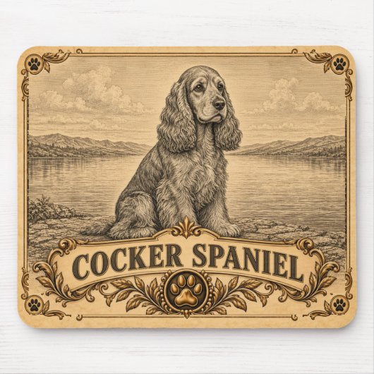 Cocker Spaniel, Vintage Heritage Dog Mousepad (Vorne)