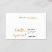 Cocker Spaniel Visitenkarte (Rückseite)