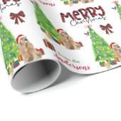 Cocker Spaniel, Vogel und Weihnachtsbaum Geschenkpapier (Rolleneckpunkt)