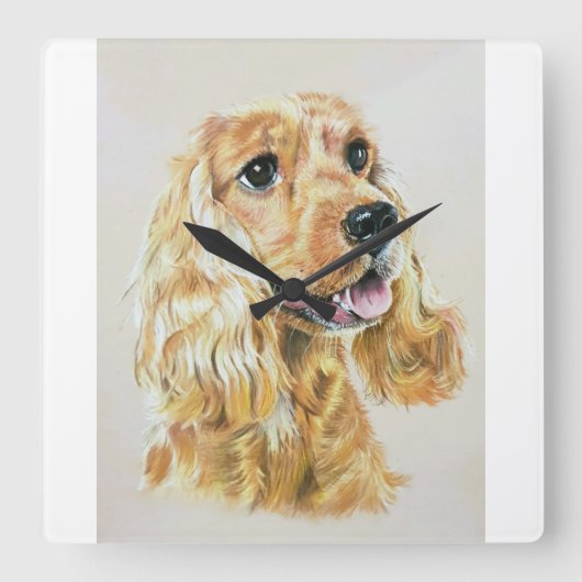 Cocker Spaniel Wall Clock Quadratische Wanduhr (Vorderseite)
