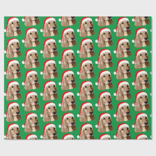 Cocker Spaniel Weihnachten auf Grün Geschenkpapier (Flach)