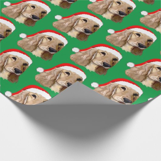 Cocker Spaniel Weihnachten auf Grün Geschenkpapier (Ecke)