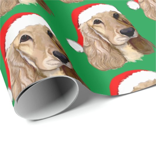 Cocker Spaniel Weihnachten auf Grün Geschenkpapier (Rolleneckpunkt)