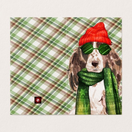 Cocker Spaniel Weihnachten Grüner Feiertag Kariert (Außenseite Aufgefaltet)