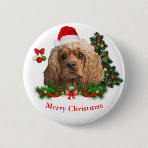 Cocker Spaniel Weihnachten Knopf Button