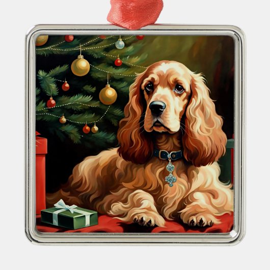 Cocker Spaniel Weihnachten Ornament Aus Metall (Vorne)