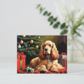Cocker Spaniel Weihnachten Postkarte (Stehend Vorderseite)