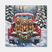Cocker Spaniel Weihnachten Rotes Lastwagen Ferien Magnet (Vorne)