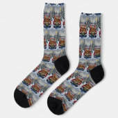 Cocker Spaniel Weihnachten Rotes Lastwagen Ferien Socken (Linkes Detail)