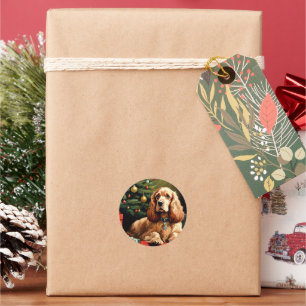 Cocker Spaniel Weihnachten Runder Aufkleber