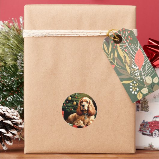 Cocker Spaniel Weihnachten Runder Aufkleber (Feiertag)