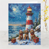 Cocker Spaniel Weihnachts-Leuchtturm-Feiertag Karte (Gelbe Blume)