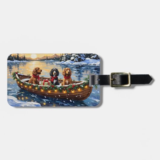 Cocker Spaniel Weihnachtsboot Urlaub Gepäckanhänger (Vorderseite horizontal)