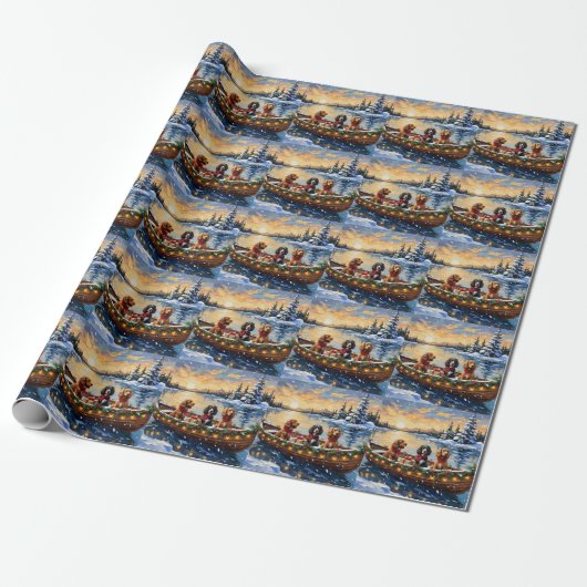 Cocker Spaniel Weihnachtsboot Urlaub Geschenkpapier (Ungerollt)