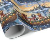 Cocker Spaniel Weihnachtsboot Urlaub Geschenkpapier (Rolleneckpunkt)