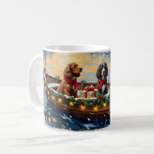 Cocker Spaniel Weihnachtsboot Urlaub Kaffeetasse (Vorderseite Links)