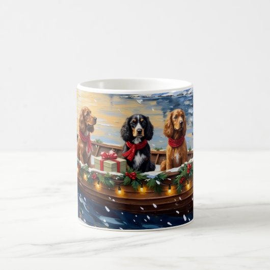 Cocker Spaniel Weihnachtsboot Urlaub Kaffeetasse (Mittel)