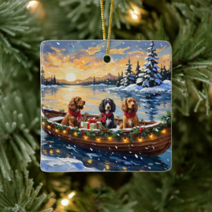 Cocker Spaniel Weihnachtsboot Urlaub Keramikornament