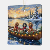 Cocker Spaniel Weihnachtsboot Urlaub Keramikornament (Links)