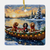 Cocker Spaniel Weihnachtsboot Urlaub Keramikornament (Vorderseite)