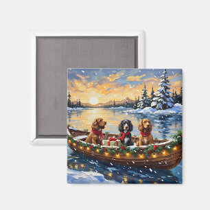 Cocker Spaniel Weihnachtsboot Urlaub Magnet