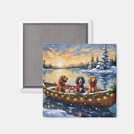 Cocker Spaniel Weihnachtsboot Urlaub Magnet (Vorderseite/Rückseite)