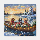 Cocker Spaniel Weihnachtsboot Urlaub Magnet (Vorne)