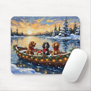 Cocker Spaniel Weihnachtsboot Urlaub Mousepad