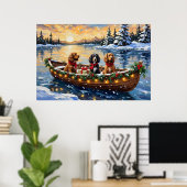 Cocker Spaniel Weihnachtsboot Urlaub Poster (Heimbüro)