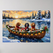 Cocker Spaniel Weihnachtsboot Urlaub Poster (Vorne)