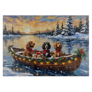 Cocker Spaniel Weihnachtsboot Urlaub Schneidebrett