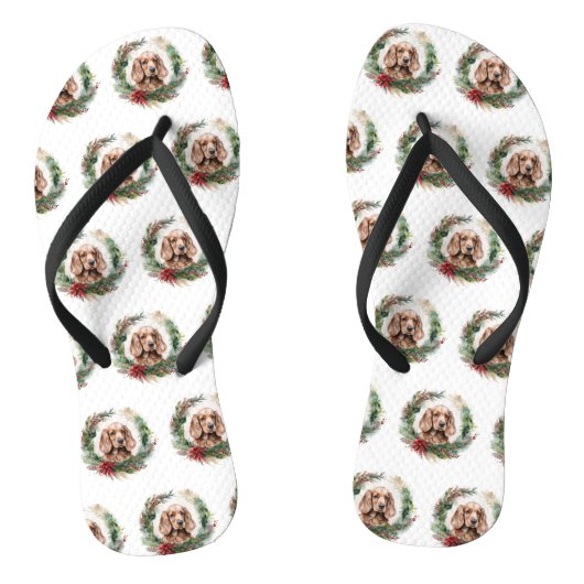 Cocker Spaniel Weihnachtsfeier Festliche Jungfrau Badesandalen (Fußbett)