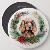 Cocker Spaniel Weihnachtsfeier Festliche Jungfrau Button (Vorne & Hinten)