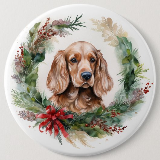 Cocker Spaniel Weihnachtsfeier Festliche Jungfrau Button (Vorderseite)