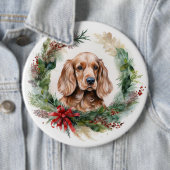 Cocker Spaniel Weihnachtsfeier Festliche Jungfrau Button (Beispiel)