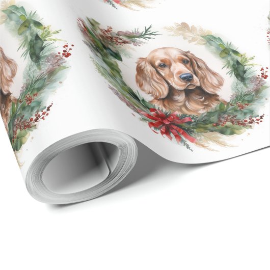 Cocker Spaniel Weihnachtsfeier Festliche Jungfrau Geschenkpapier (Rolleneckpunkt)