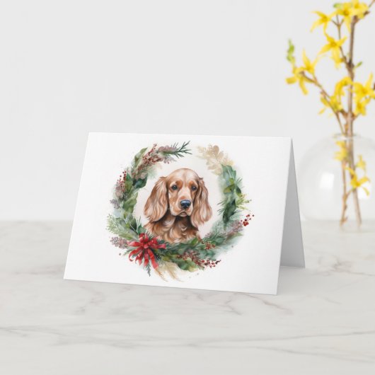 Cocker Spaniel Weihnachtsfeier Festliche Jungfrau Karte (Gelbe Blume)