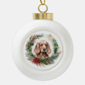 Cocker Spaniel Weihnachtsfeier Festliche Jungfrau Keramik Kugel-Ornament (Vorderseite)