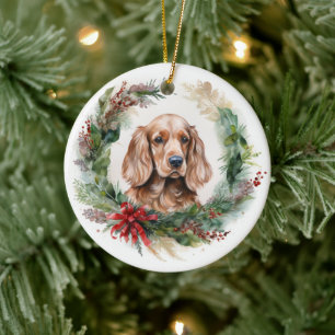 Cocker Spaniel Weihnachtsfeier Festliche Jungfrau Keramik Ornament