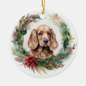 Cocker Spaniel Weihnachtsfeier Festliche Jungfrau Keramik Ornament (Vorne)