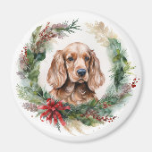 Cocker Spaniel Weihnachtsfeier Festliche Jungfrau Magnet (Vorne)