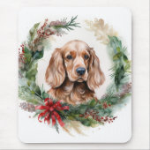 Cocker Spaniel Weihnachtsfeier Festliche Jungfrau Mousepad (Vorne)